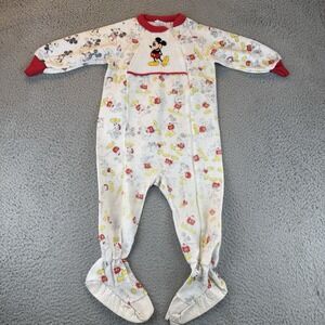 Vtg Sears Walt Disney Mickey One Piece Zip Footie Pajamas‎ 4t Made USA